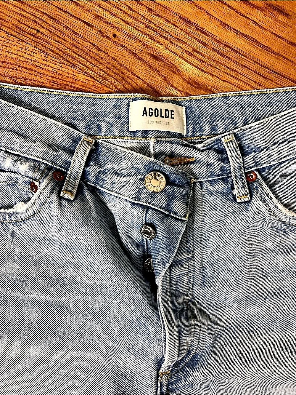 AGOLDE Parker Long Short Distressed Denim Blue Waist 29